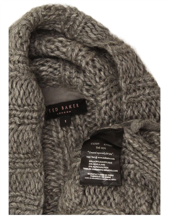 Ted Baker Damen-Strickjacke in Übergröße, Größe 1, XS, graues Acryl