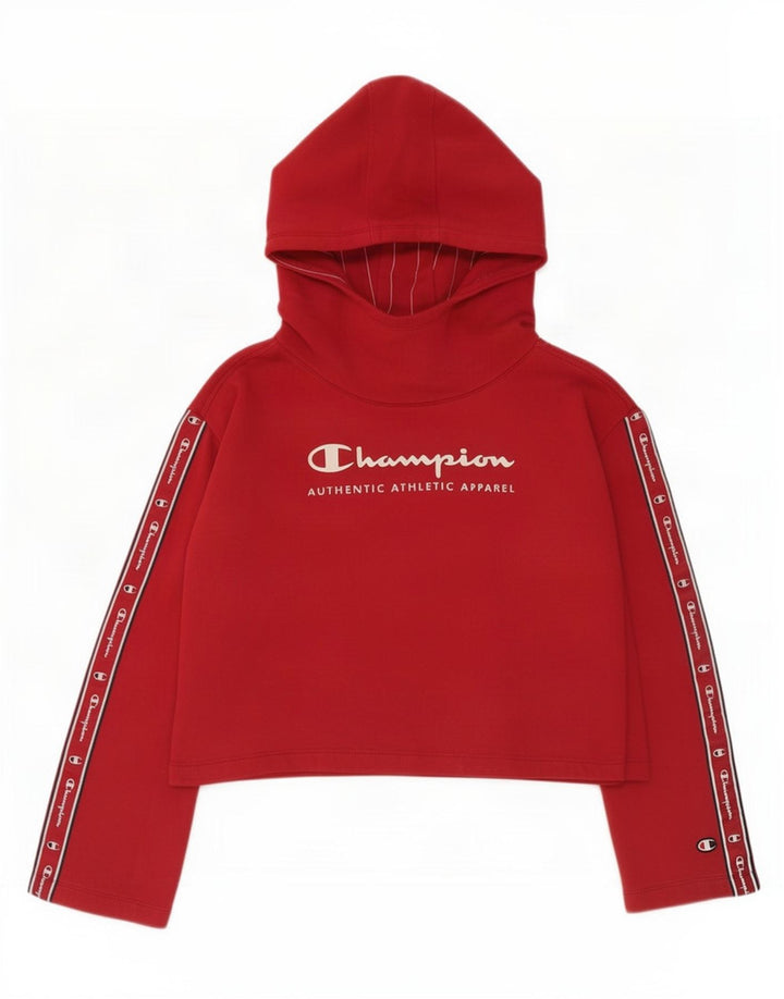 Champion Damen Crop Graphic Sweatshirt Pullover UK 14 Mittelrot