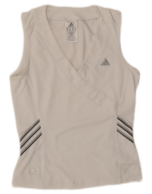 ADIDAS Damen Weste Top UK 10 Small Weiß Polyester