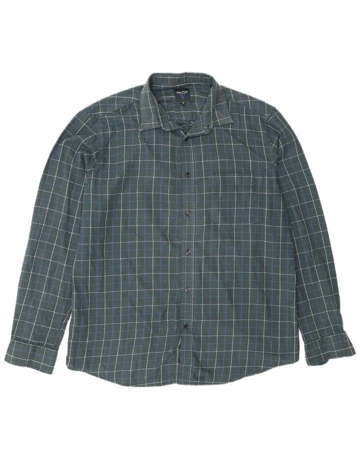 James Pringle Herren-Flanellhemd, mittelgrün, kariert, Polyester