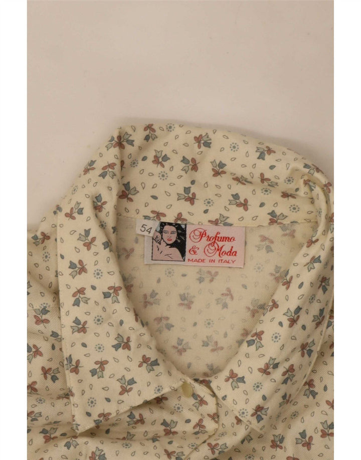 Vintage Damen Shirt IT 54 3XL Off White Floral