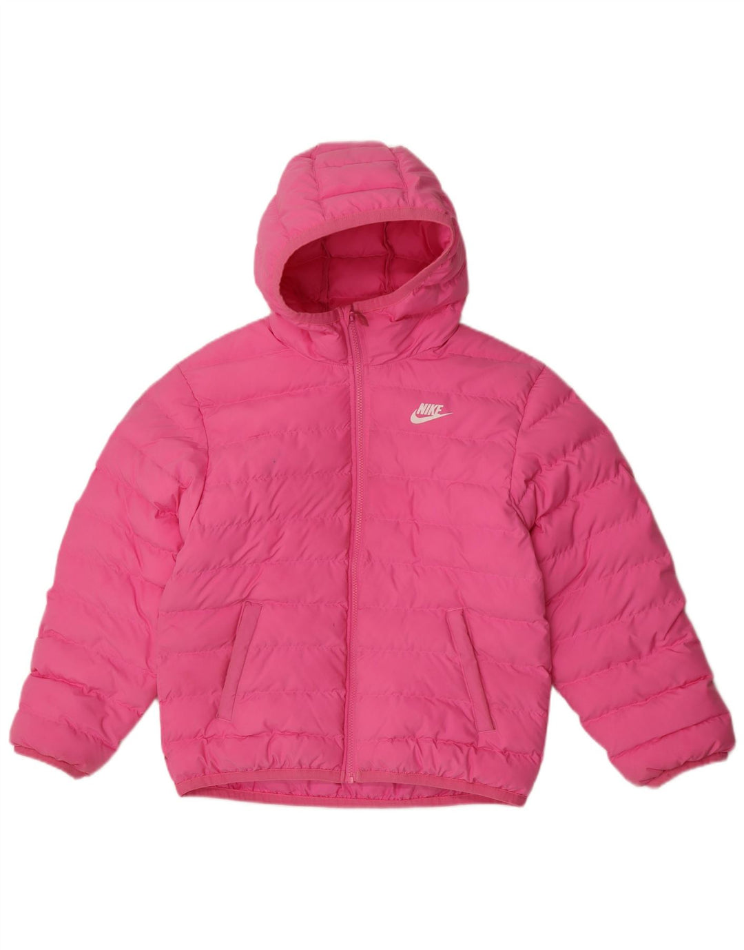 Nike Jungen-Jacke mit Kapuze, gepolstert, 12–13 Jahre, groß, rosa, Polyester