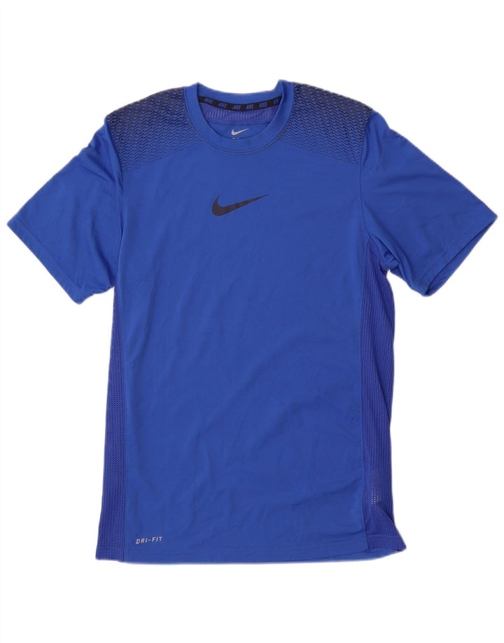 Nike Herren Dri Fit Grafik-T-Shirt-Oberteil aus mittelblauem Polyester