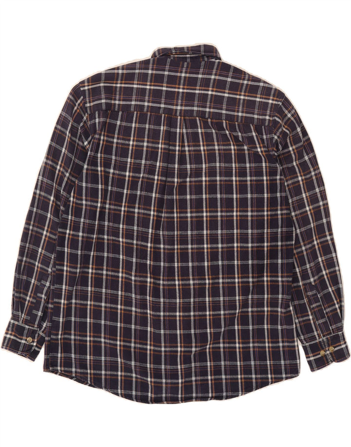 VINTAGE Mens Flannel Shirt XL Navy Blue Check Cotton Vintage Vintage and Second-Hand Vintage from Messina Hembry 