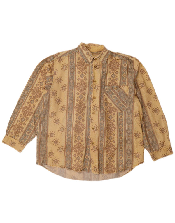 VINTAGE Herrenhemd Größe 15 1/2 16 39/40 Mittelbeige geometrische Baumwolle