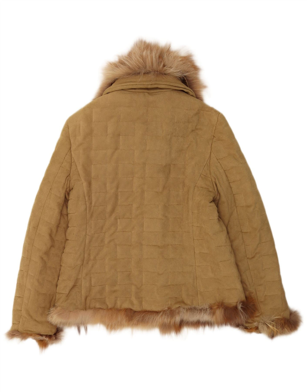 Gepolsterte Vintage-Damenjacke mit Kapuze, UK 16, Größe L, Beige, Polyester