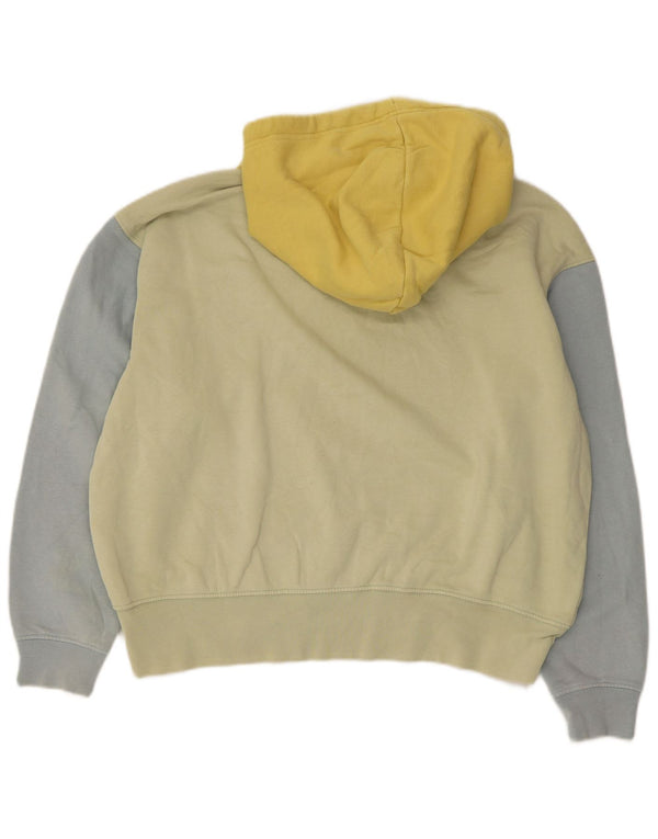 Nike Damen-Pullover mit übergroßem Kapuzenpullover, Gr. 6, XS, gelbe Colourblock-Baumwolle