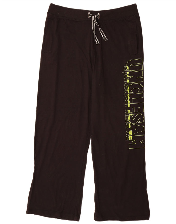 Uncle Sam Herren-Trainingshose mit Grafik, 2XL, schwarze Baumwolle