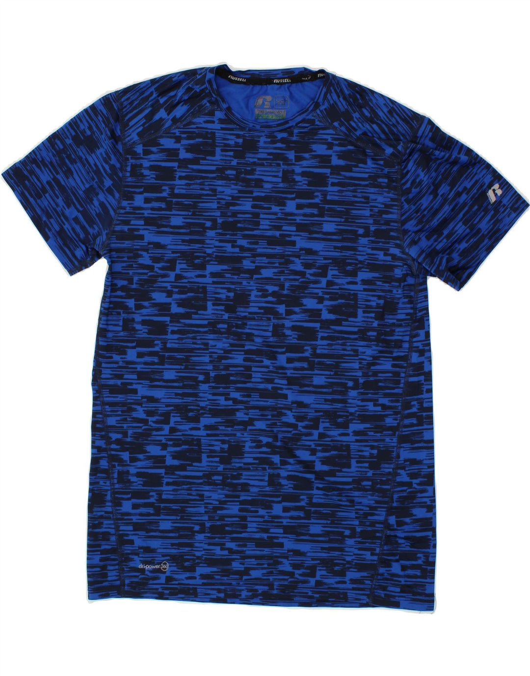 RUSSELL ATHLETIC Mens T-Shirt Top UK 34/36 Small Blue Flecked Polyester Vintage Russell Athletic and Second-Hand Russell Athletic from Messina Hembry 