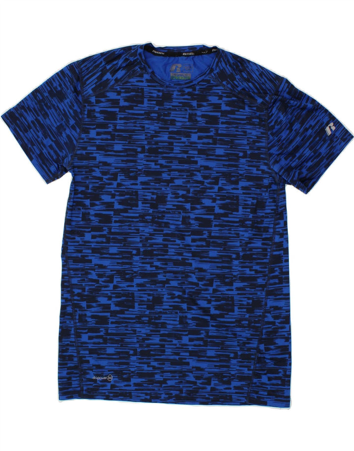 RUSSELL ATHLETIC Mens T-Shirt Top UK 34/36 Small Blue Flecked Polyester Vintage Russell Athletic and Second-Hand Russell Athletic from Messina Hembry 