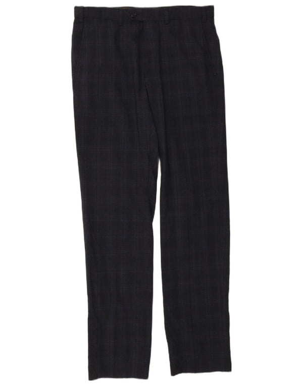 Marks & Spencer Mens Tailored Fit Suit Trousers W32 L33 Navy Blue Check