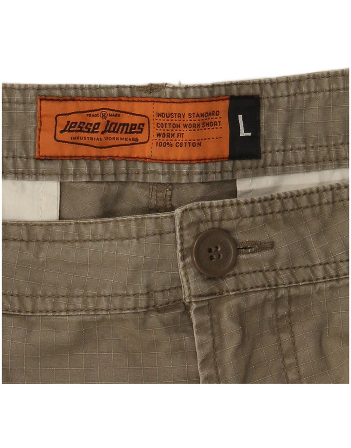 Jesse James Herren Cargo-Shorts, Größe L, W34, Beige, Baumwolle