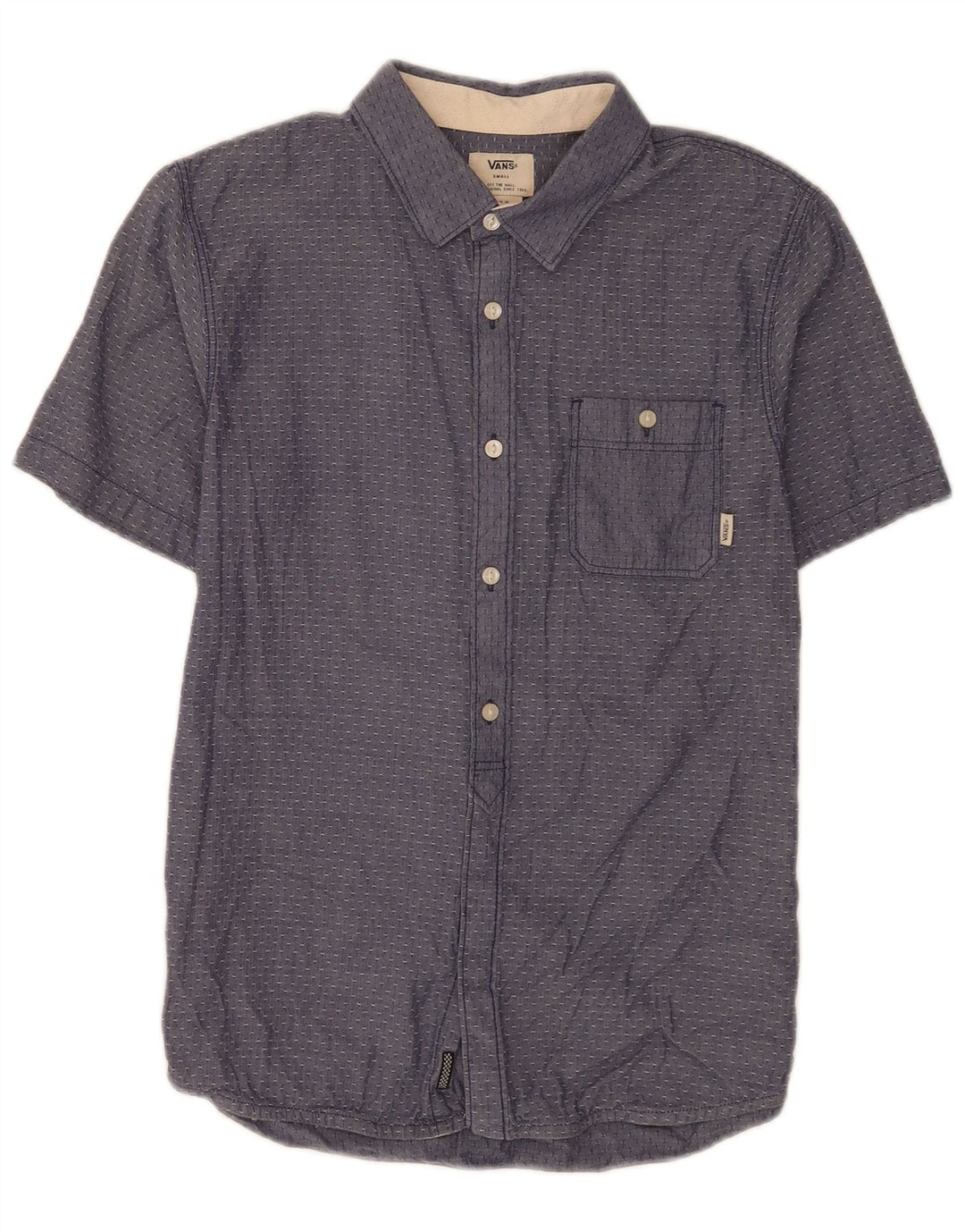 Vans Herren-Hemd, kurzärmelig, normale Passform, klein, blau gepunktet, Baumwolle