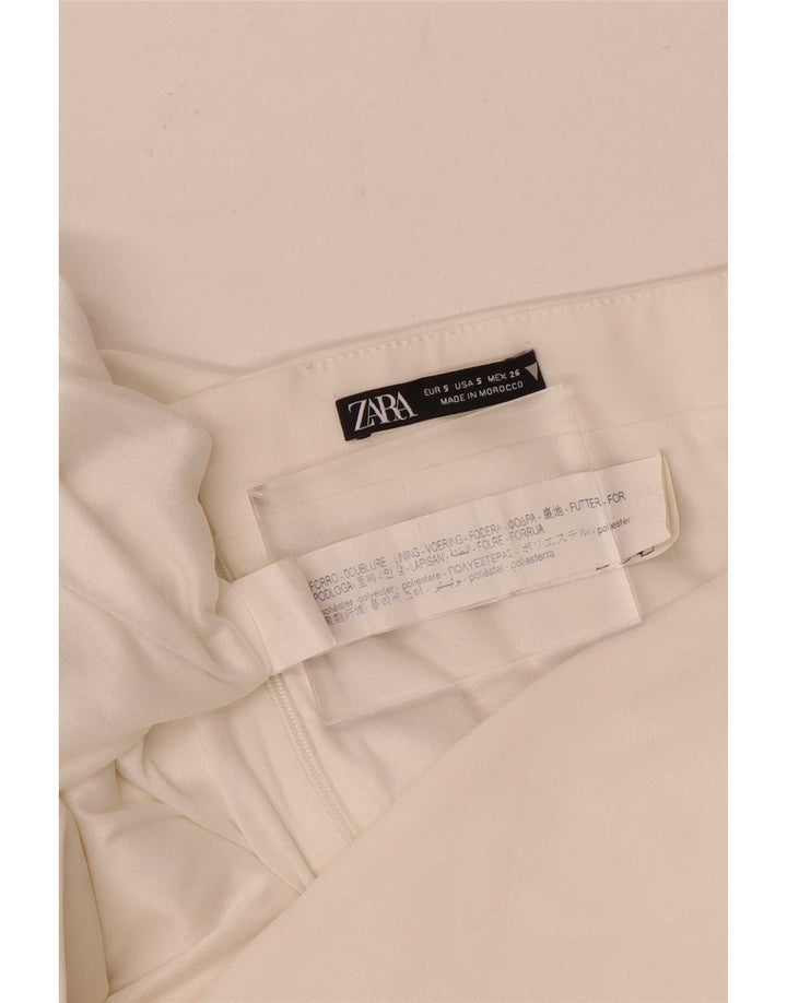 Zara Damen Trägerloses Kleid UK 8 Small Weiß Polyester