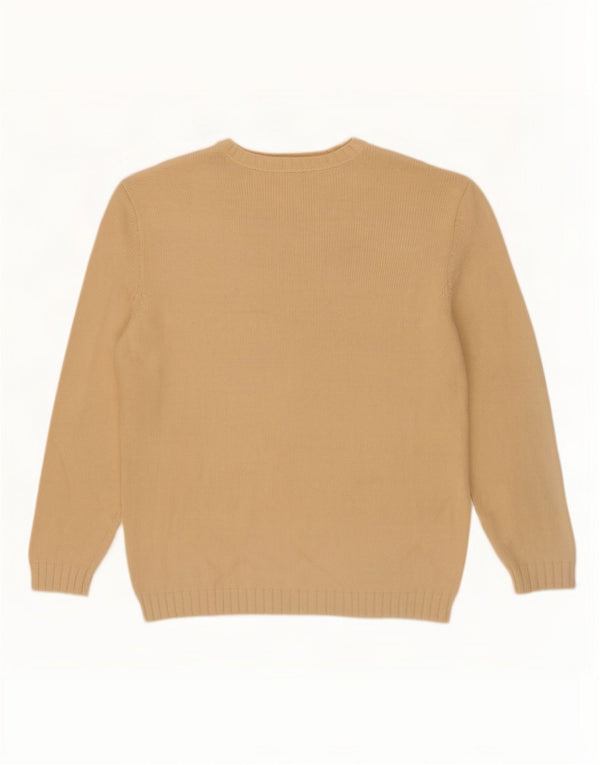 Marks & Spencer Mens V-Neck Jumper Sweater Large Beige Cotton
