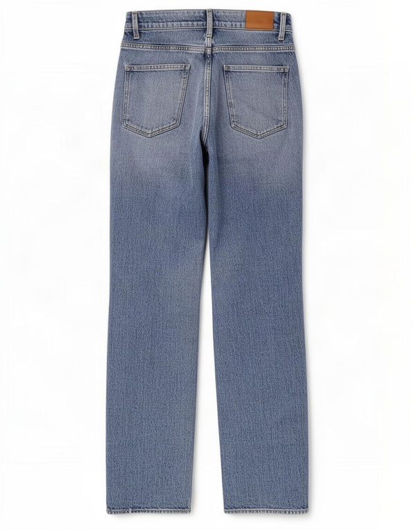 Zara Damen Distressed Straight Jeans EU 40 Medium W30 L32 Blaue Baumwolle