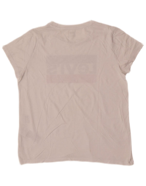Levi's Damen-T-Shirt mit Grafik, UK 14, Größe L, weiße Baumwolle