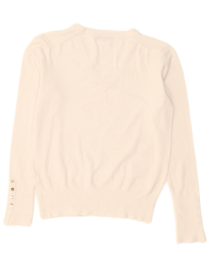 Zara Damen-Pullover mit V-Ausschnitt, Gr. 12, Mittelweiß