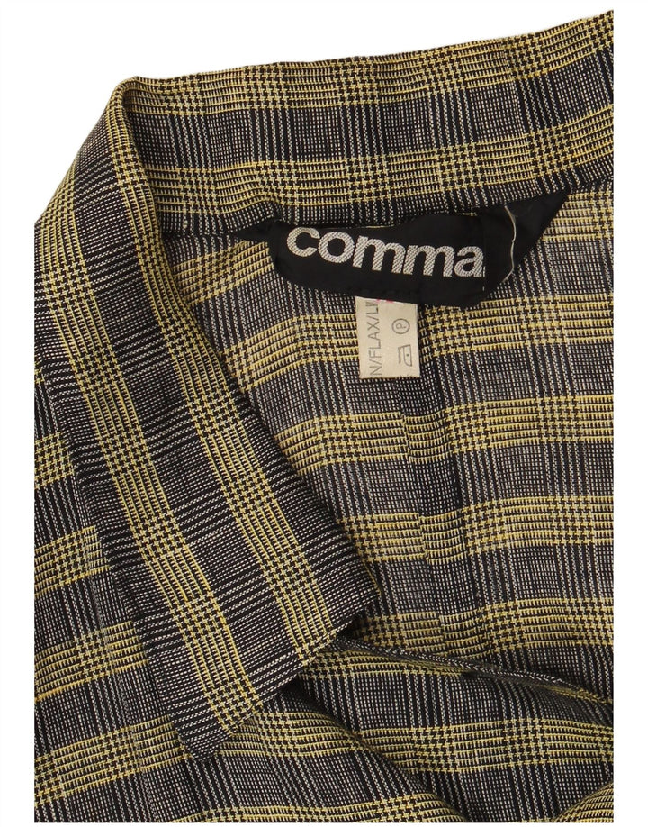 Comma, zweireihiger Blazer für Damen, UK 14, groß, gelb karierte Wolle