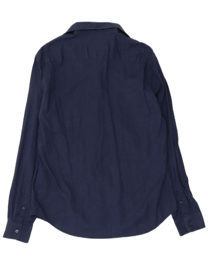 Mossimo Herren-Slim-Fit-Hemd, groß, marineblaues Leinen