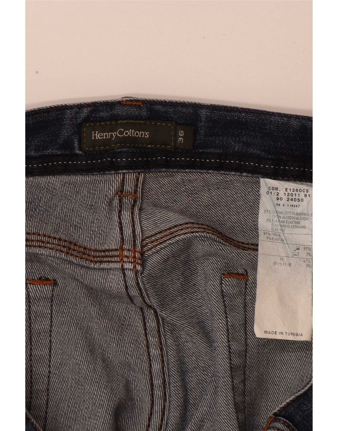 Henry Cottons Herren Straight Jeans W36 L32 Blaue Baumwolle
