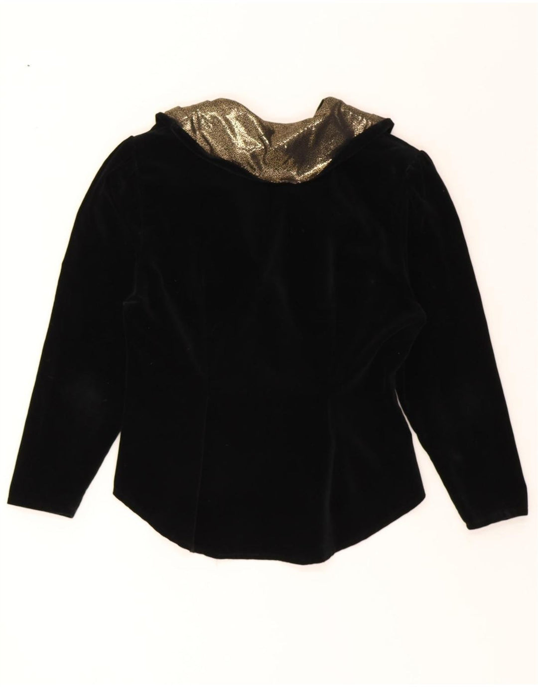 VINTAGE Womens 3 Button 3/4 Sleeve Blazer Jacket UK 14 Medium Black Cotton Vintage Vintage and Second-Hand Vintage from Messina Hembry 