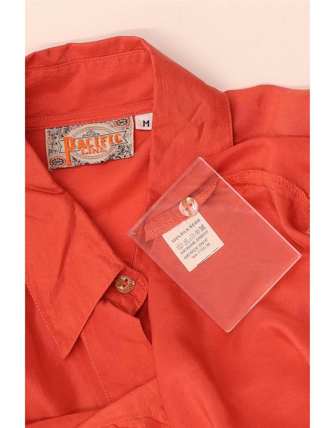 Vintage Damen Hemdbluse UK 14 Medium Orange Seide