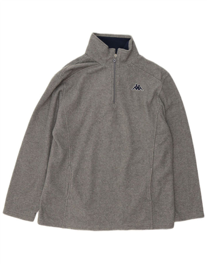 Kappa Herren-Fleecepullover mit Reißverschluss am Hals, großes graues Polyester