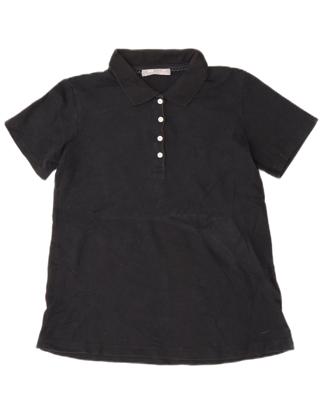 Lee Damen Riders Poloshirt UK 10 Small Schwarz Baumwolle