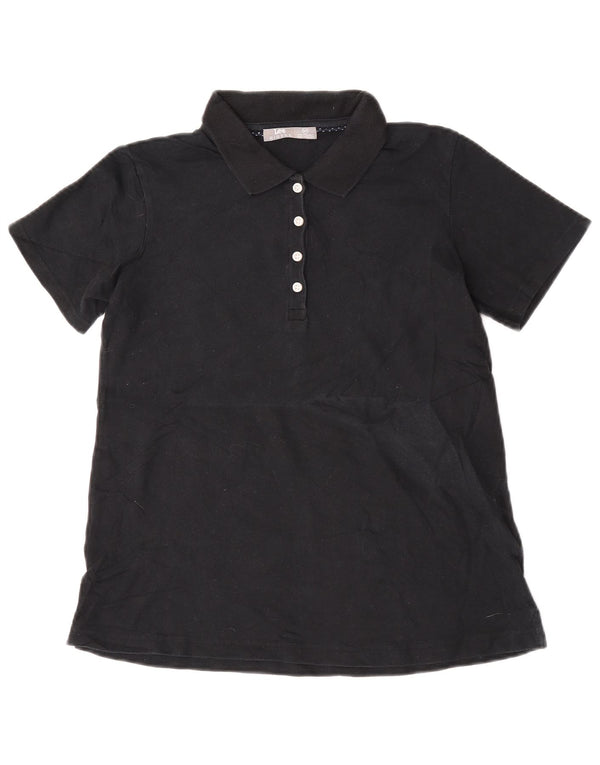 Lee Damen Riders Poloshirt UK 10 Small Schwarz Baumwolle