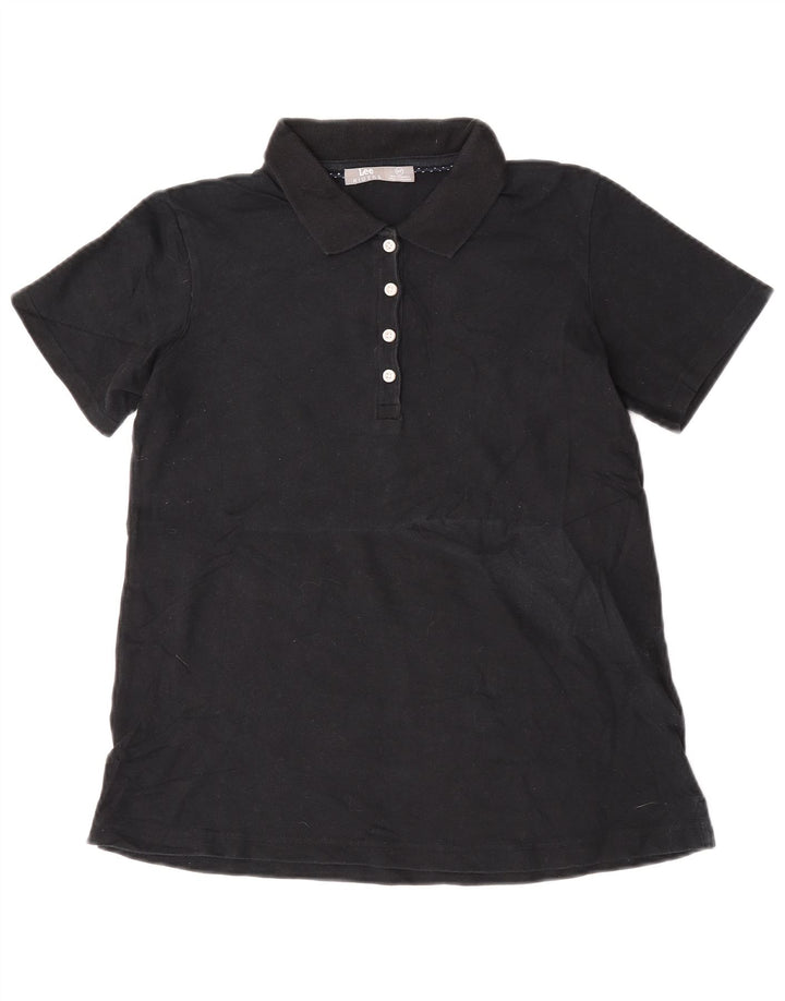 Lee Damen Riders Poloshirt UK 10 Small Schwarz Baumwolle