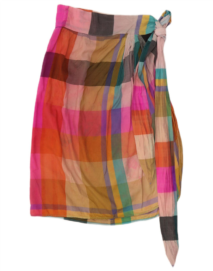 i Blues Damen Wickelrock IT 42 Medium W26 Mehrfarbig karierte Seide