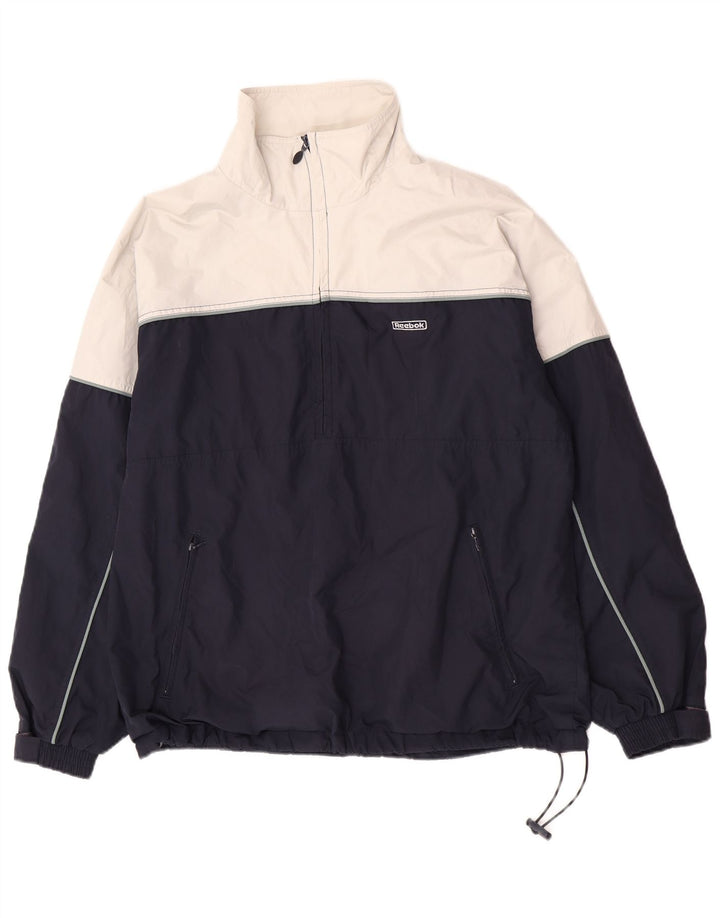 REEBOK Herren Pullover Regenjacke UK 36 Small Marineblau Farbblock