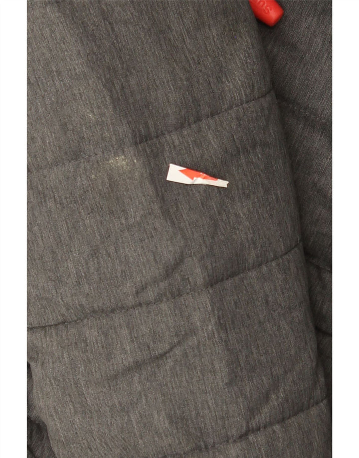 Superdry Wattierte Damenjacke mit Kapuze, UK 12, mittelgraues Polyester