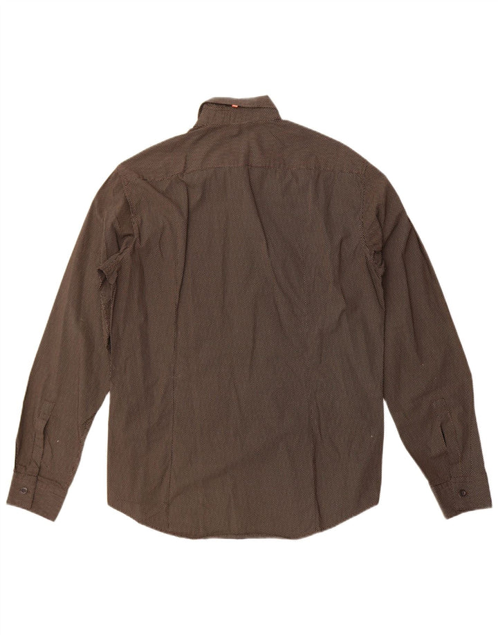 Hugo Boss Herren-Hemd, mittelgroß, schwarz gefleckte Baumwolle