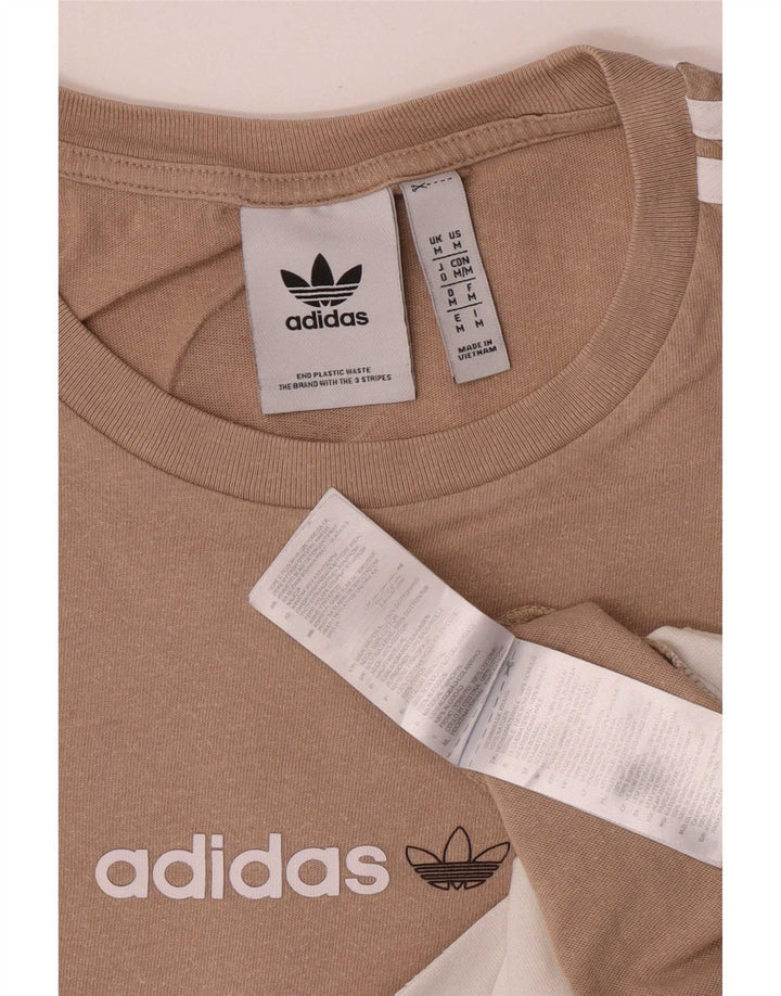 Adidas Herren Grafik-T-Shirt-Oberteil Mittelbeige Colourblock-Baumwolle