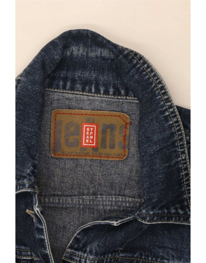 Stefanel Damen Crop Denim Jacke UK 12 Medium Navy Blue