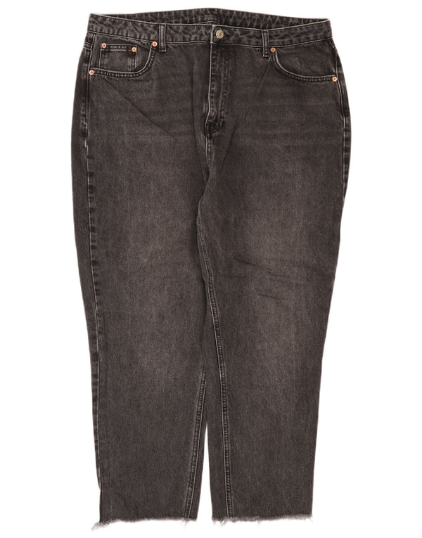 Topshop Damen-Jeans mit hohem Bund, kurz geschnitten, US 14, XL, W36, L26, graue Baumwolle