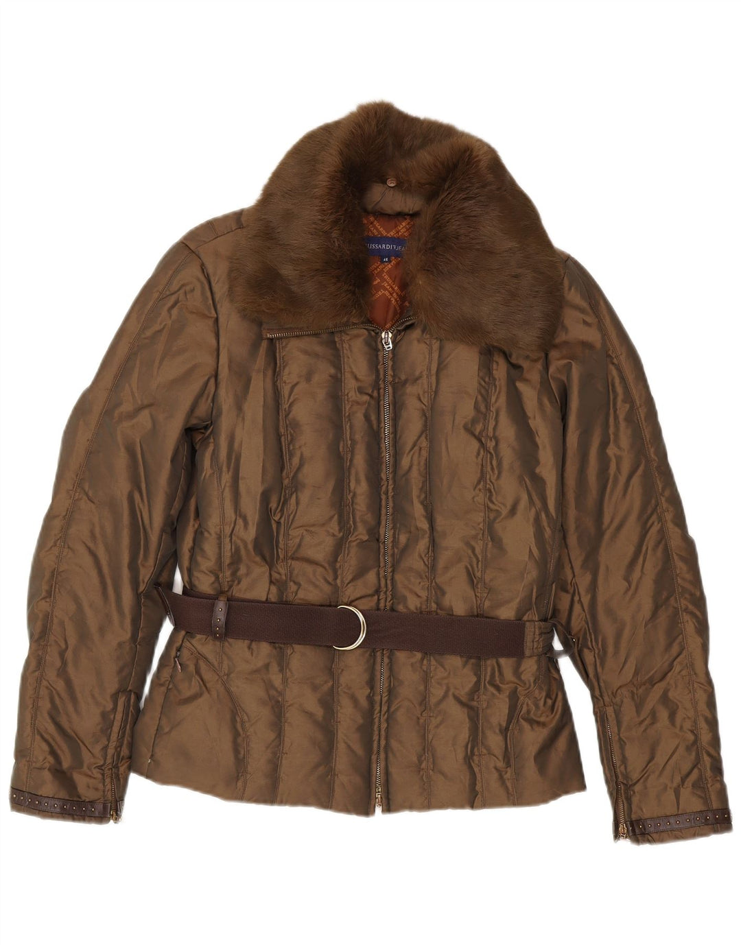 Trussardi Jeans Damen Wattierte Jacke IT 46 Large Khaki Polyamid