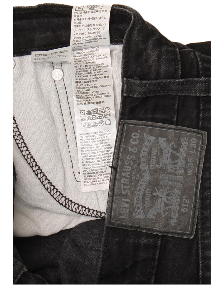 Levi's Herren 512 Slim Tapered Jeans W36 L30 Schwarze Baumwolle