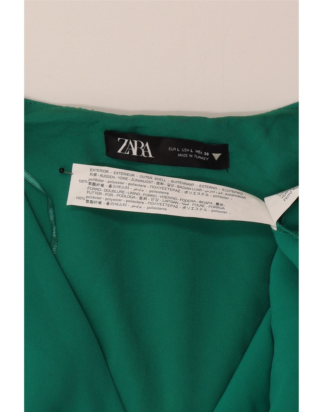 Zara Damen A-Linien-Kleid UK 16 Large Grün Polyester