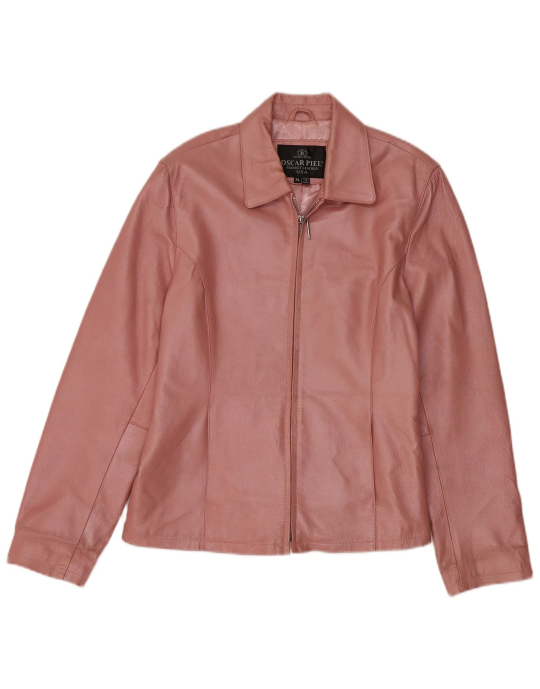 Vintage Damen Lederjacke UK 18 XL Rosa Leder