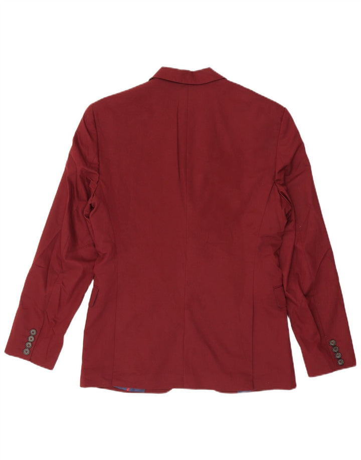 Zara Herren-Blazer mit 2 Knöpfen, EU 46, kleine burgunderrote Viskose