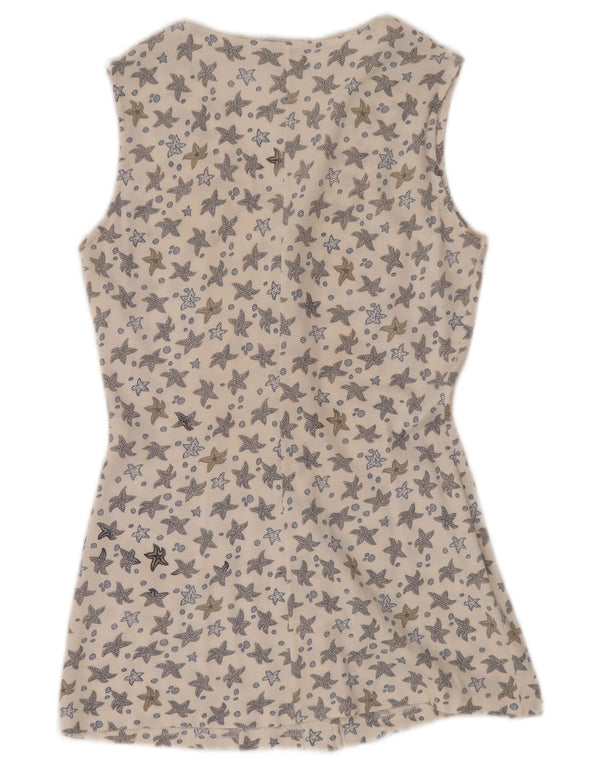 FILA Ärmelloses Damen-Hemdkleid IT 44 aus mittelweißer, geblümter Baumwolle