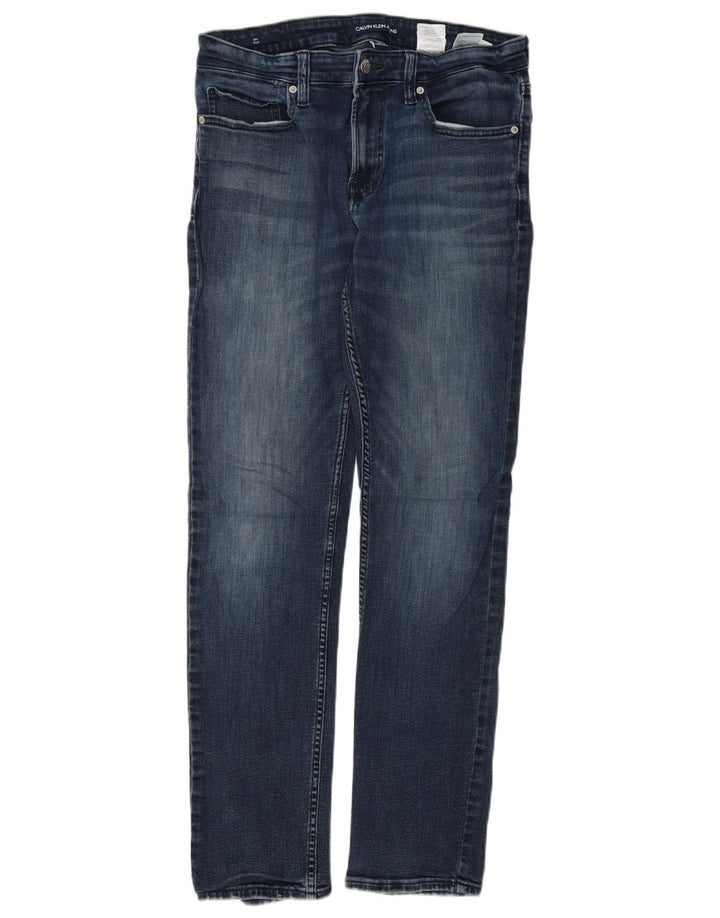 CALVIN KLEIN Herren Etroite Slim Jeans W31 L32 Blaue Baumwolle