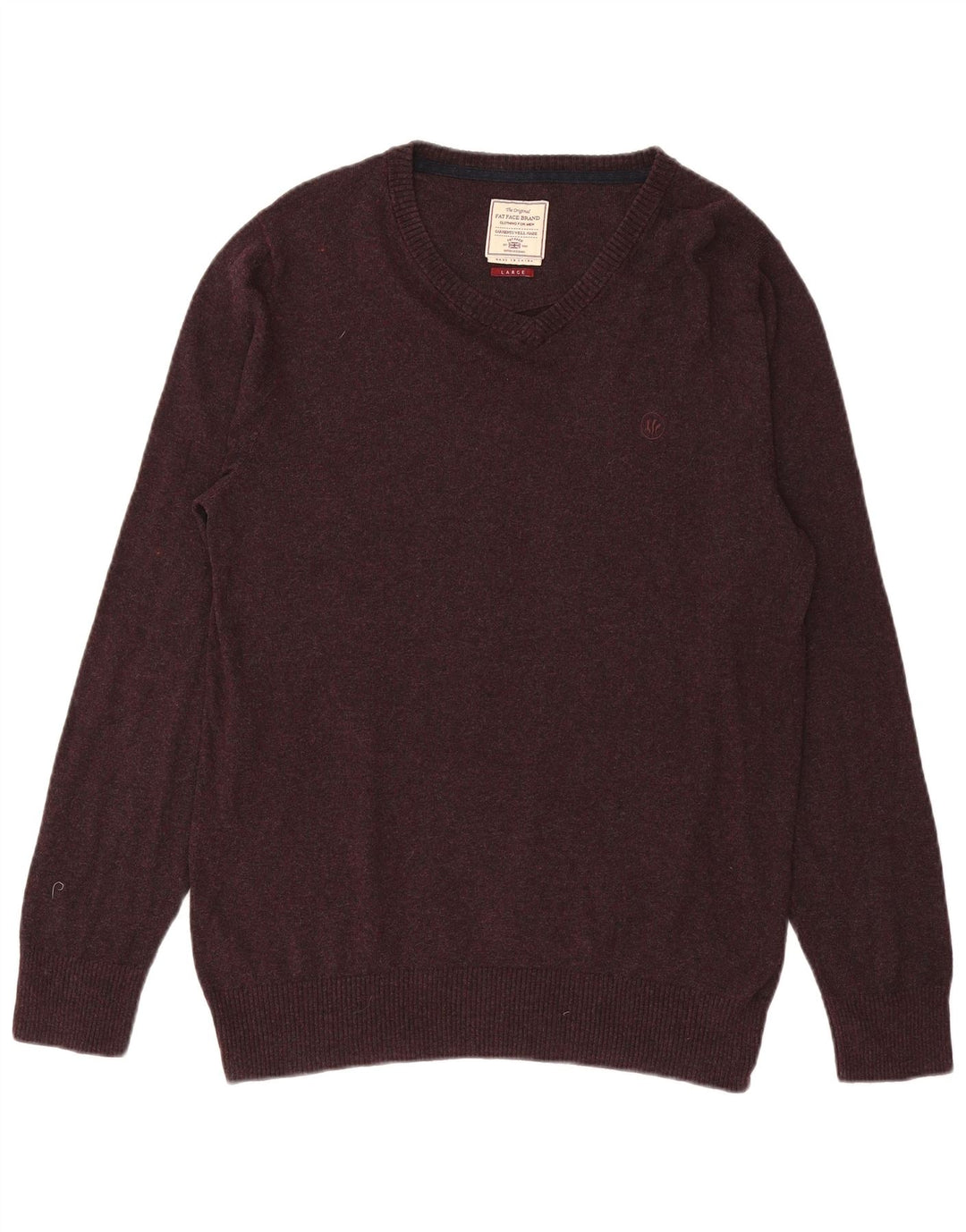 Fat Face Herren-Pullover mit V-Ausschnitt, Größe L, Baumwolle, Lila
