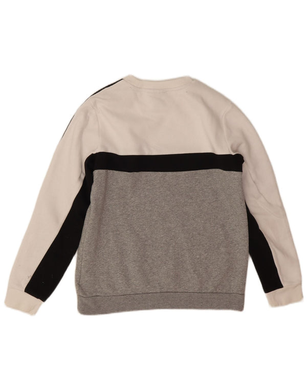 Adidas Sweatshirt mit Grafik für Jungen, 11–12 Jahre, graue Farbblock-Baumwolle