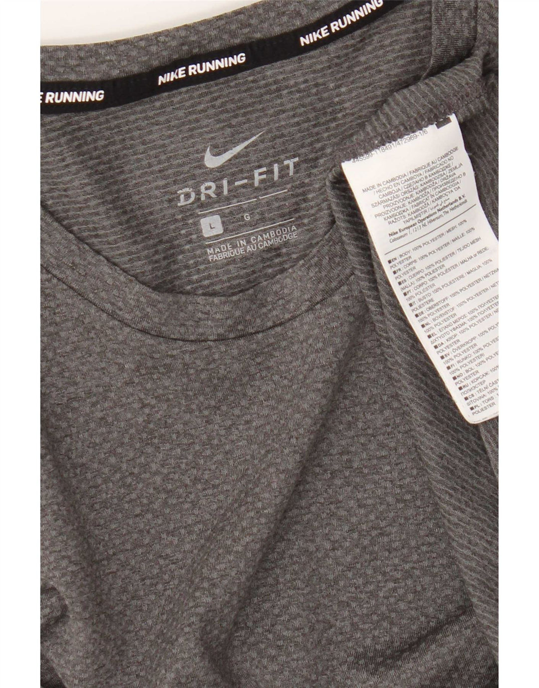 Nike Herren Dri Fit T-Shirt Top Large Grau Polyester