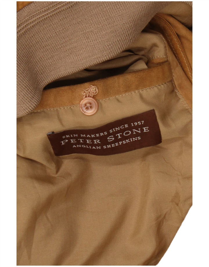 Vintage Herren Wildleder Bomberjacke UK 42 XL Beige Leder