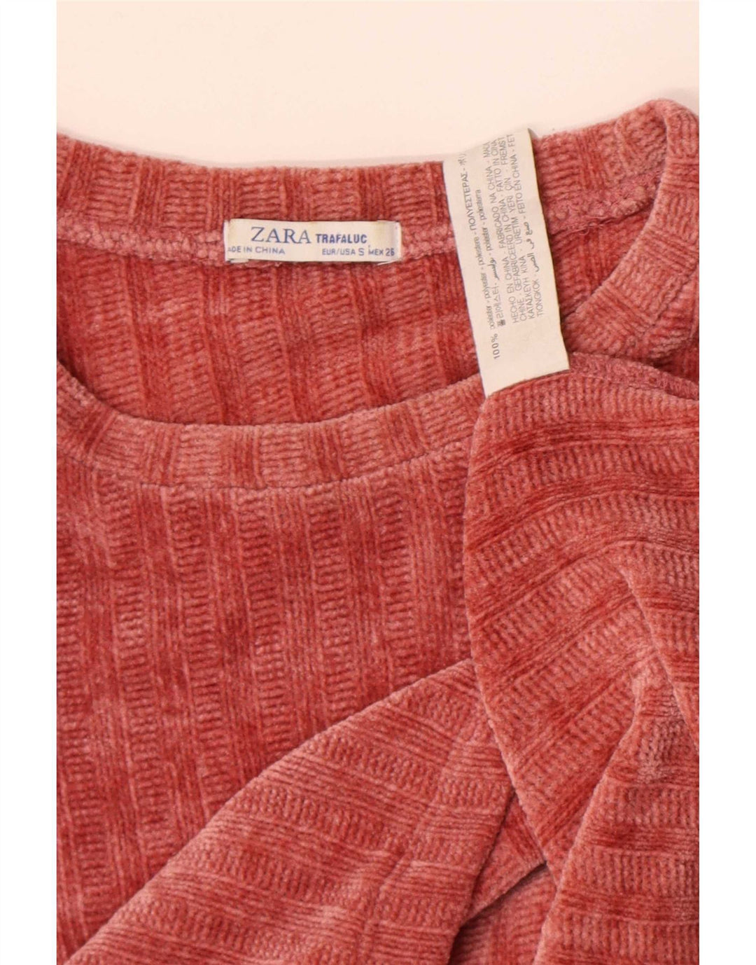 Zara Damen Velours-Blusenoberteil, UK 10, Größe S, Rot, Polyester
